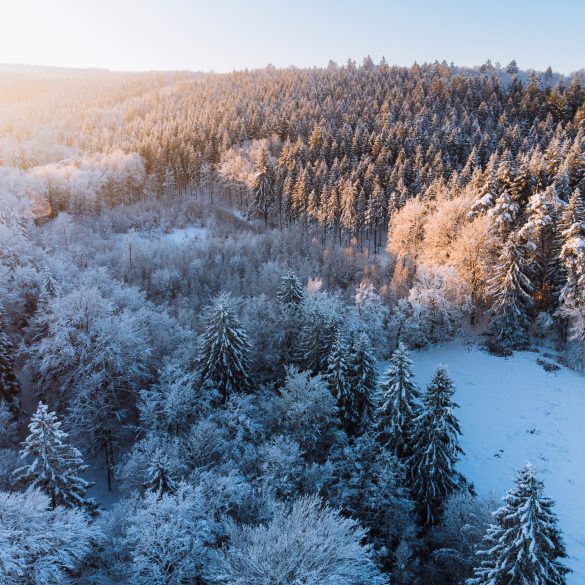 sunrise over the hoëgne valley in the ardennes in winter shot with dji mini 2